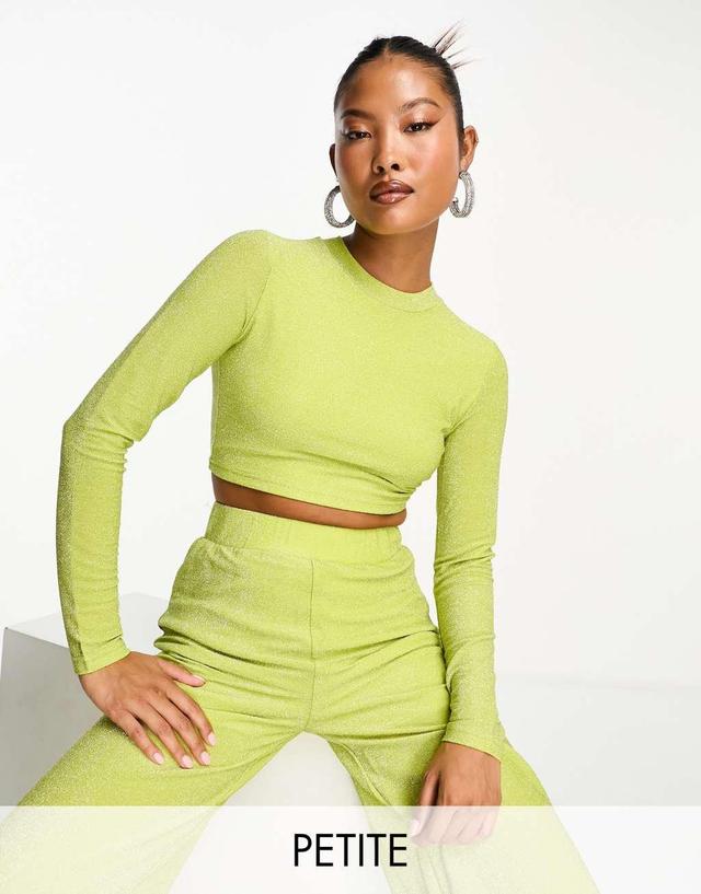 Collective the Label Petite open back metallic knit top in olive - part of a set Product Image