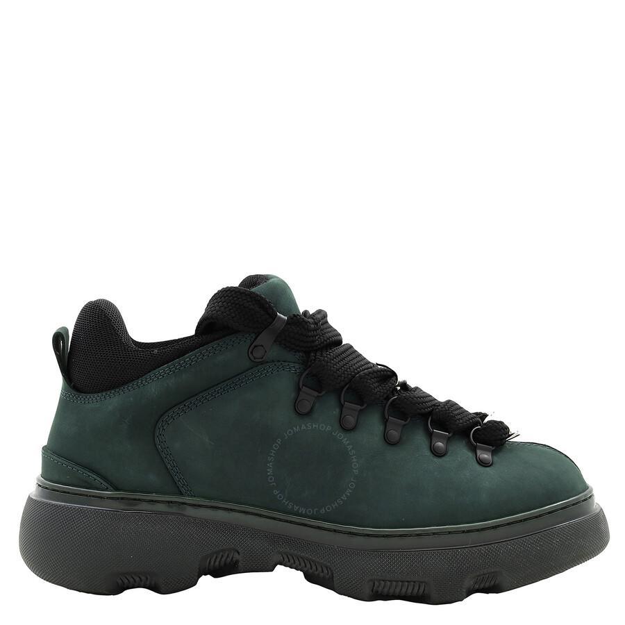 BURBERRY Nubuck Lace Up Trek Boots In Green Product Image