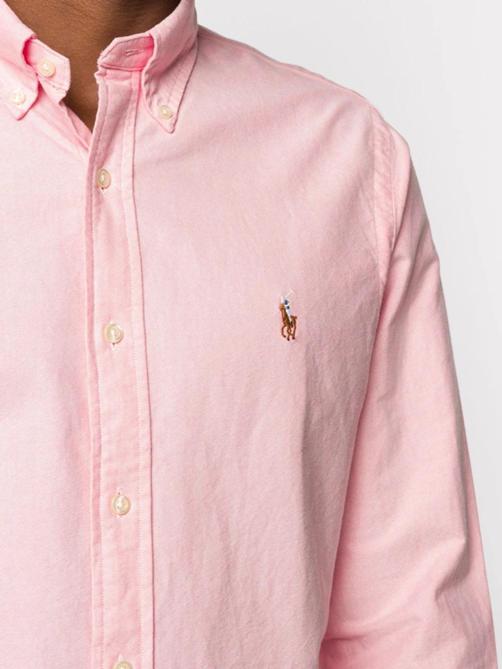 POLO RALPH LAUREN Embroidered-design Long-sleeve Shirt In Carmel Pink Product Image