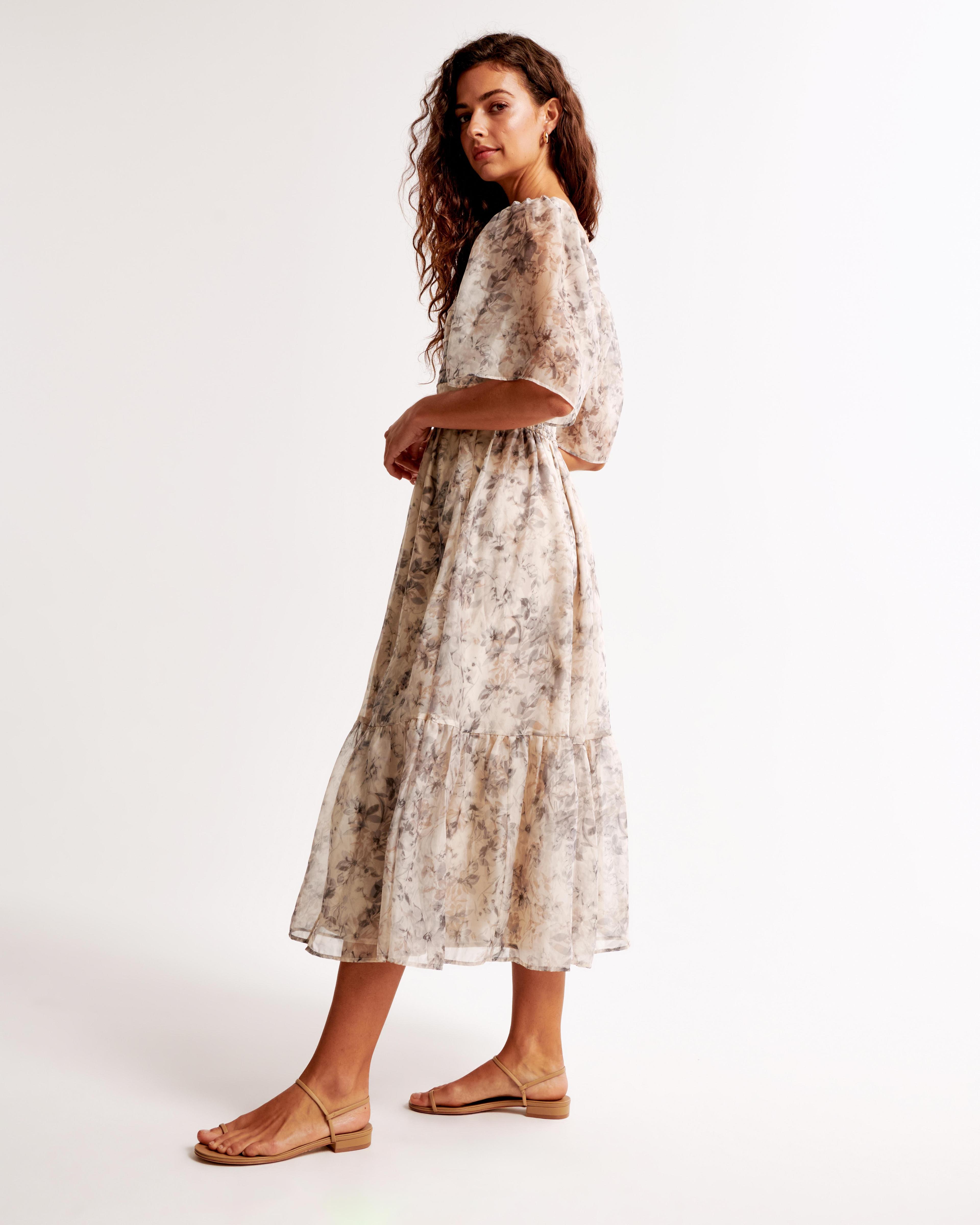 The A&F Emerson Angel Sleeve Midi Dress Product Image