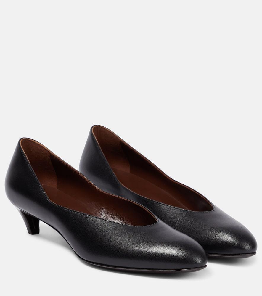 THE ROW Almond Leather Pumps In Black Product Image