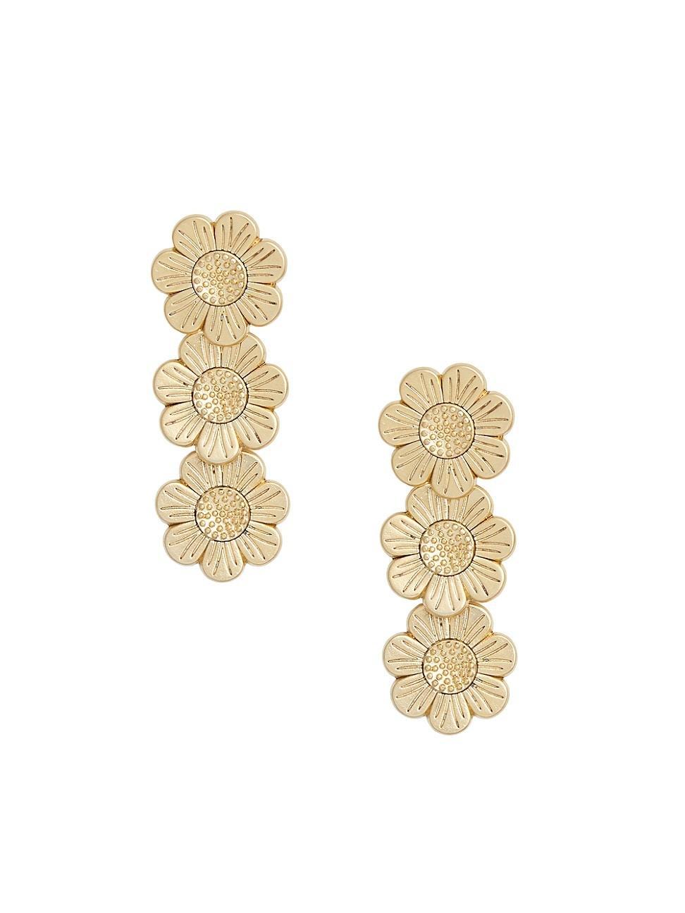 Womens Daisy 24K-Gold-Plated Triple-Drop Earrings Product Image