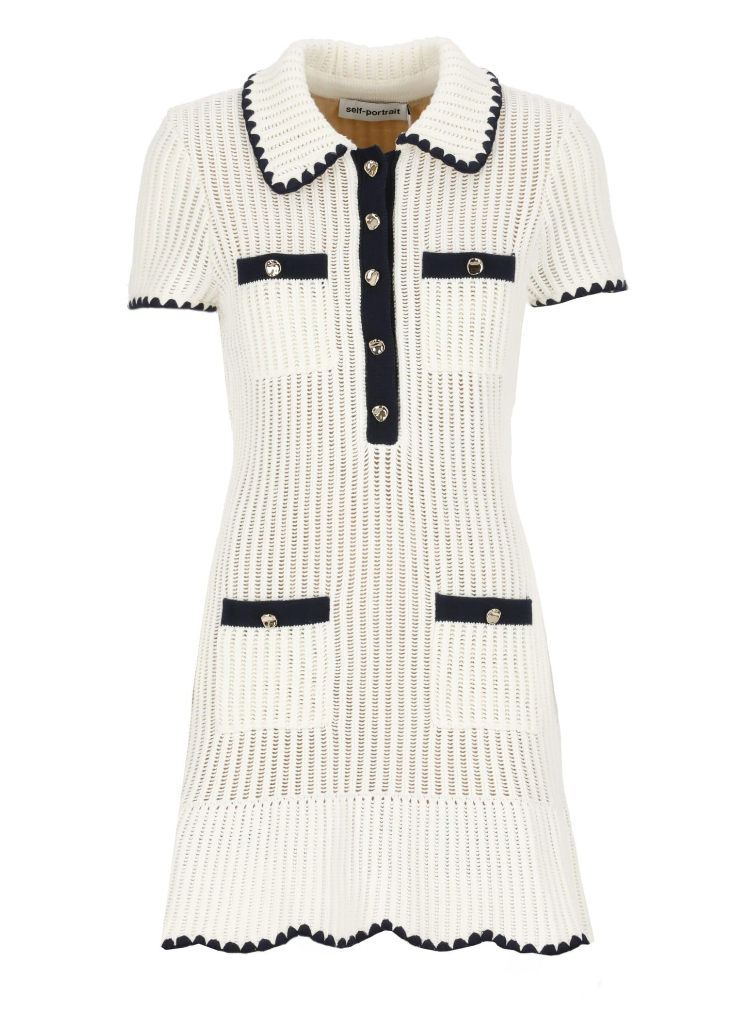 Crochet Collard Mini Dress In Cream Product Image