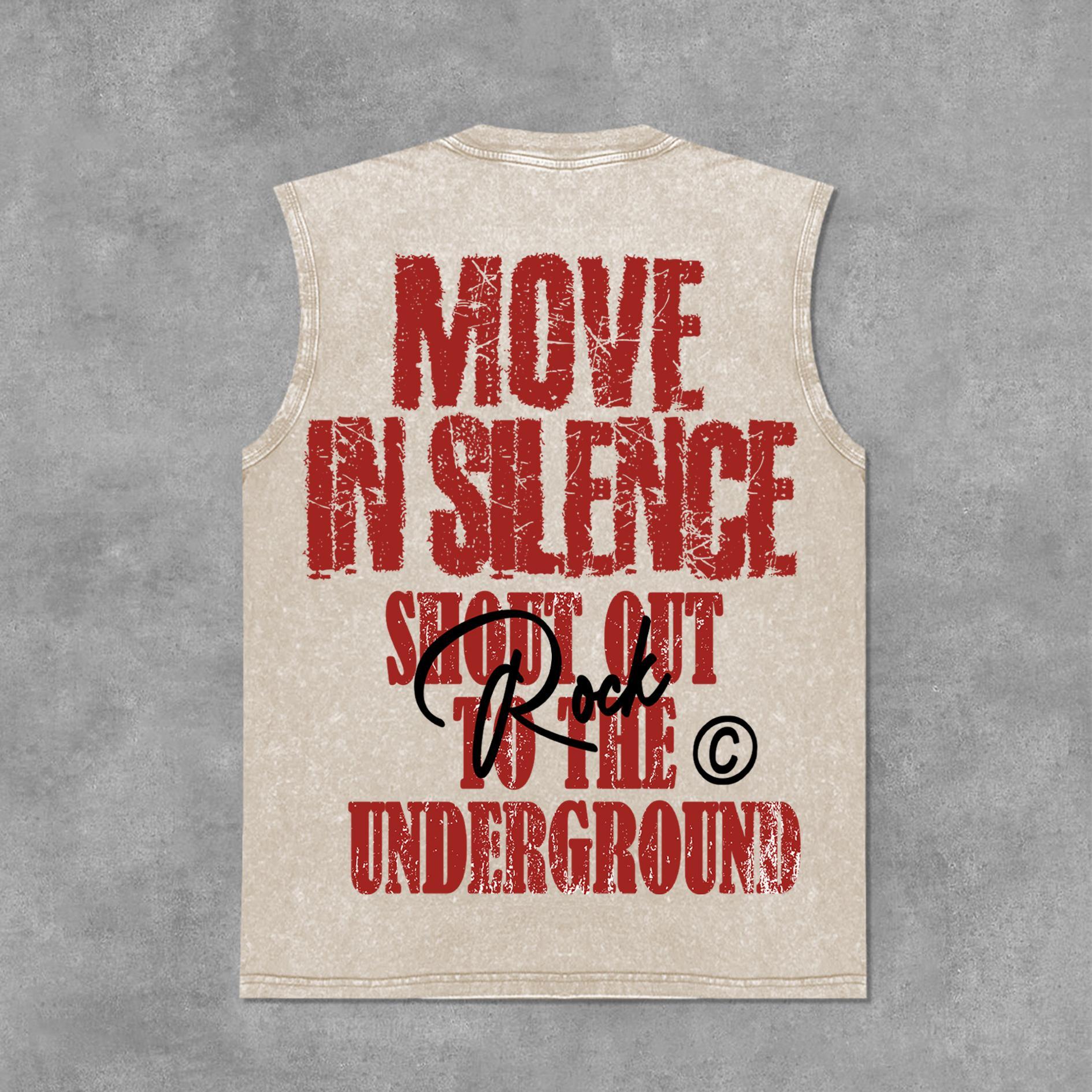 Sopula Move In Silence Graphic Print Acid Washed Sleeveless Tank Top Product Image