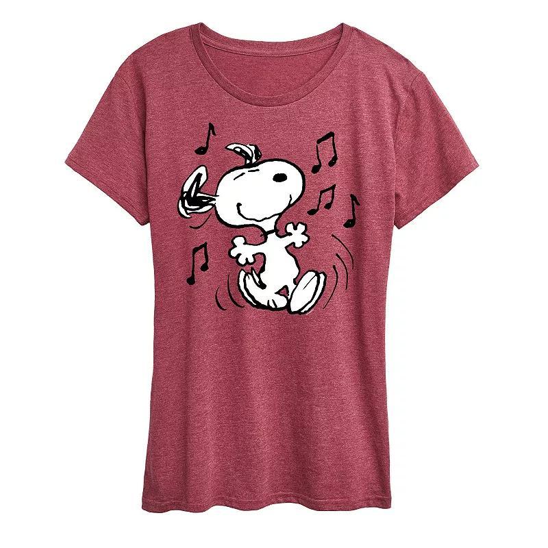 Womens Peanuts Snoopy Dancing Graphic Tee, Girls Red Product Image