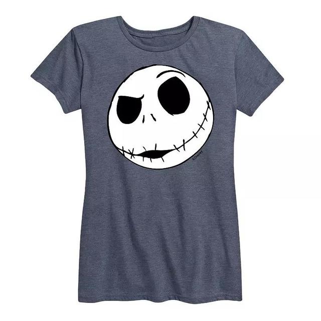 Disneys Nightmare Before Christmas Womens Jack Face Graphic Tee, Girls Product Image