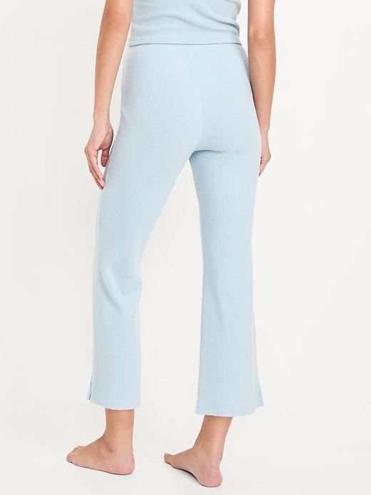 High-Waisted Ribbed Crop Flare Lounge Pants Product Image