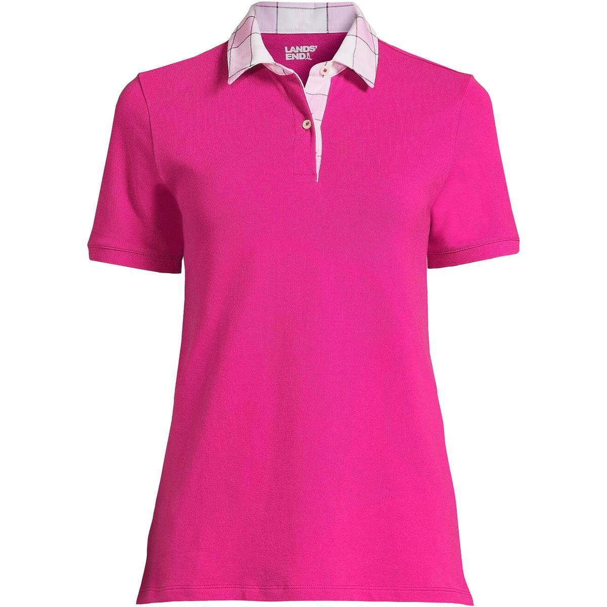 Petite Lands End Mesh Polo Shirt, Womens Blue Product Image