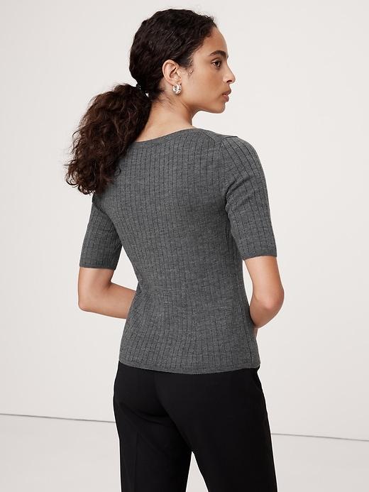 Ribbed Merino Scoop-Neck Sweater Product Image