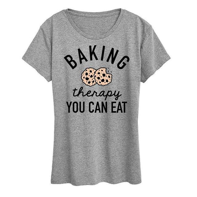 Womens Baking Therapy Graphic Tee Grey Gray Product Image