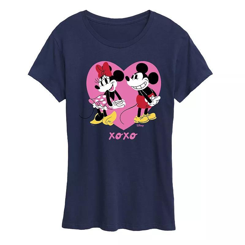 Disneys Mickey & Minnie Mouse Womens XOXO Graphic Tee Blue Product Image