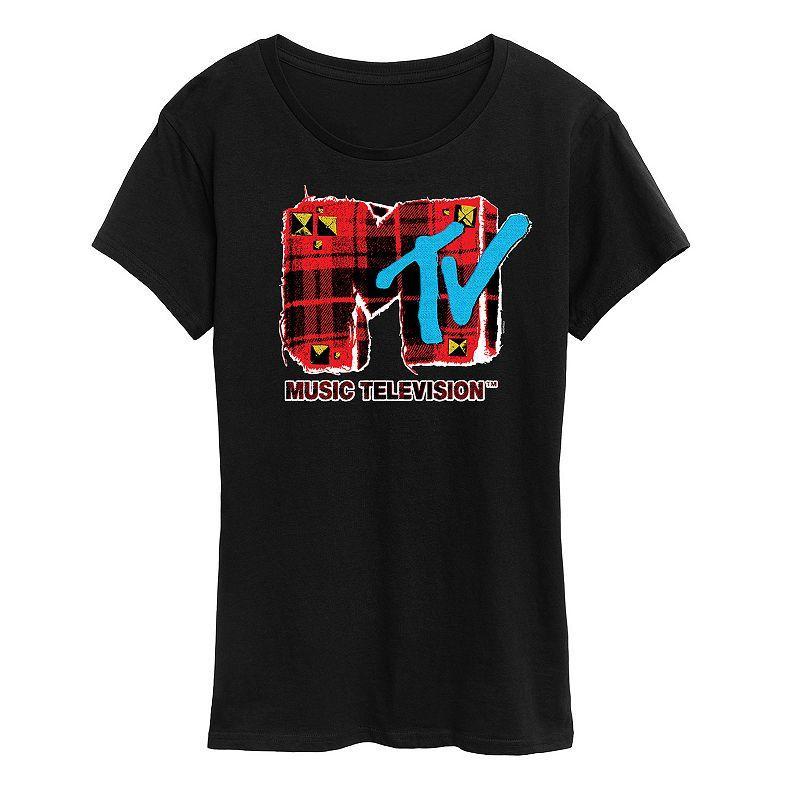 Womens MTV Grunge Plaid Graphic Tee Product Image