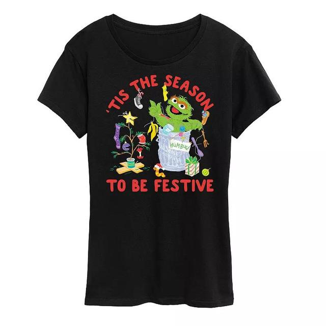 Womens Sesame Street Tis The Season Graphic Tee, Girls Heather Grey Product Image