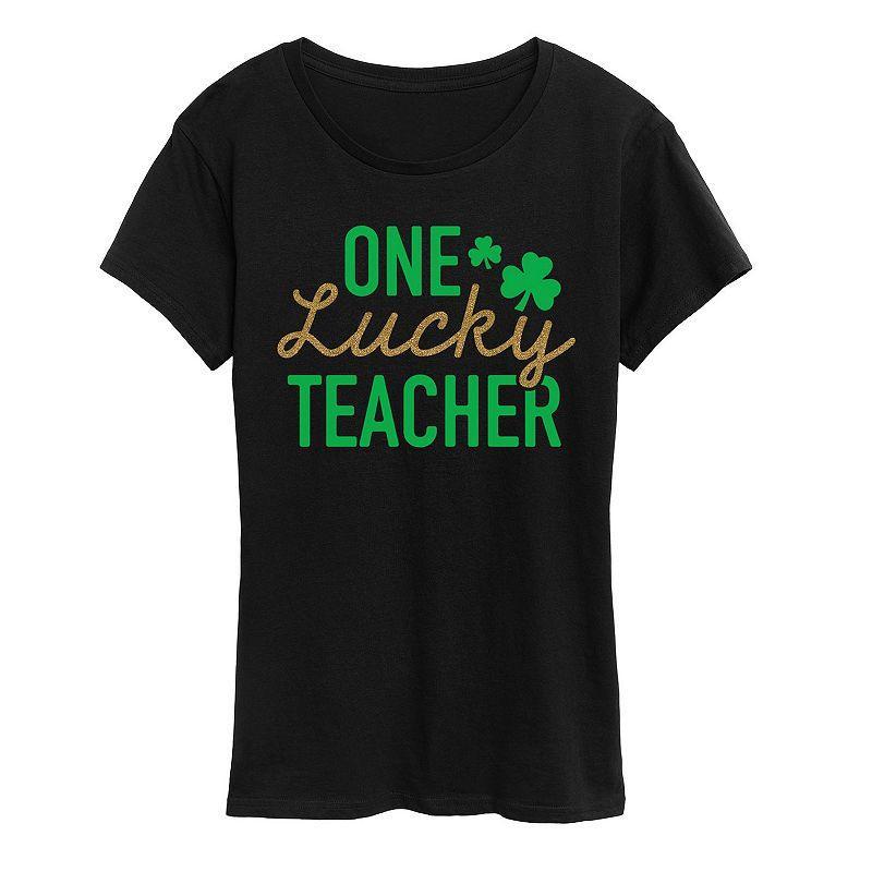 Womens One Lucky Teacher Graphic Tee, Girls Product Image