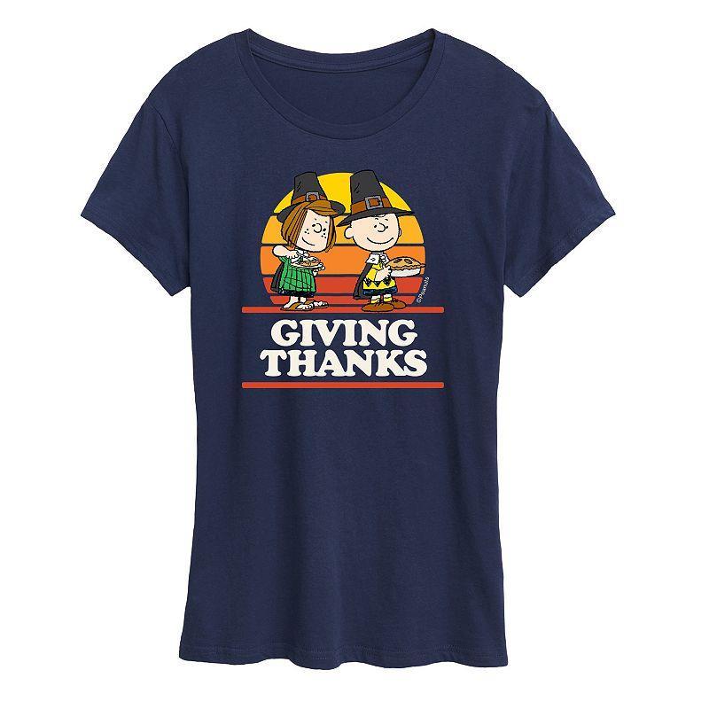 Womens Peanuts Giving Thanks Graphic Tee, Girls Blue Product Image