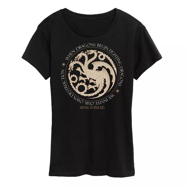 Womens House of the Dragon Dragons Begin Fighting Graphic Tee Product Image