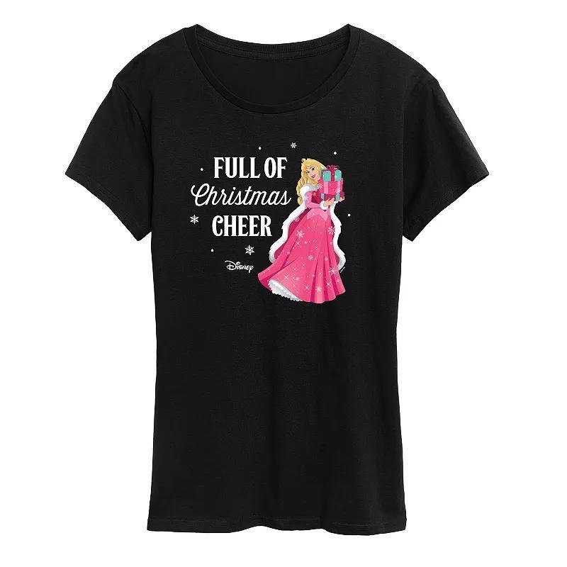 Disney Princess Aurora Womens Full Of Christmas Cheer Graphic Tee, Girls Blue product image