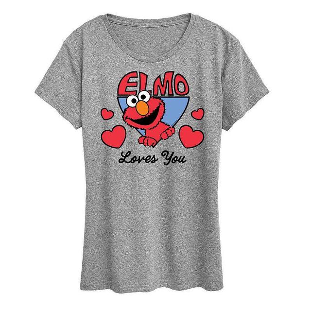 Womens Sesame Street Elmo Loves You Graphic Tee Product Image