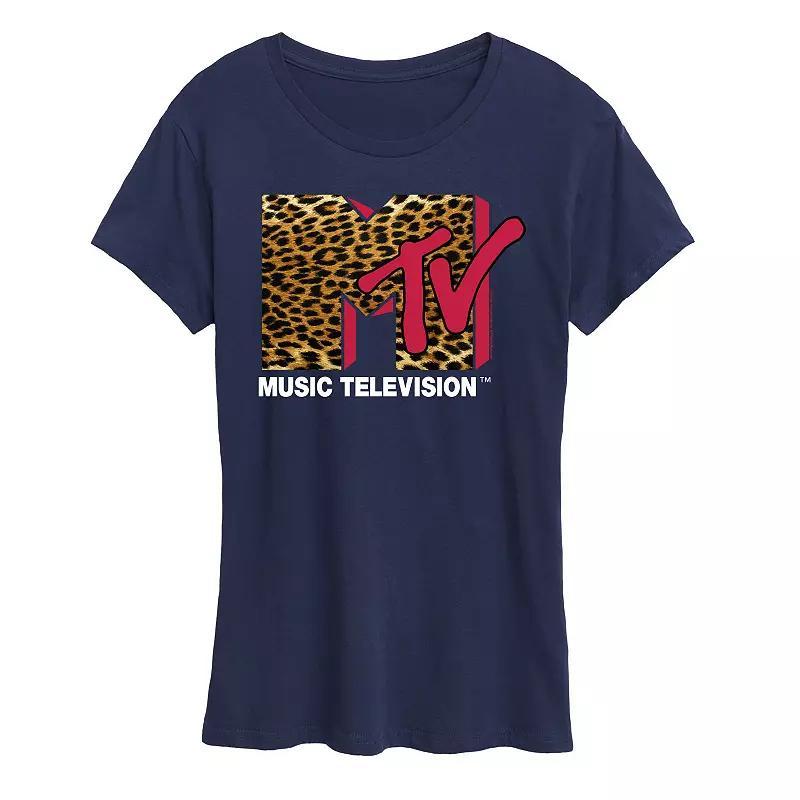 Womens MTV Leopard Logo Graphic Tee, Girls Product Image