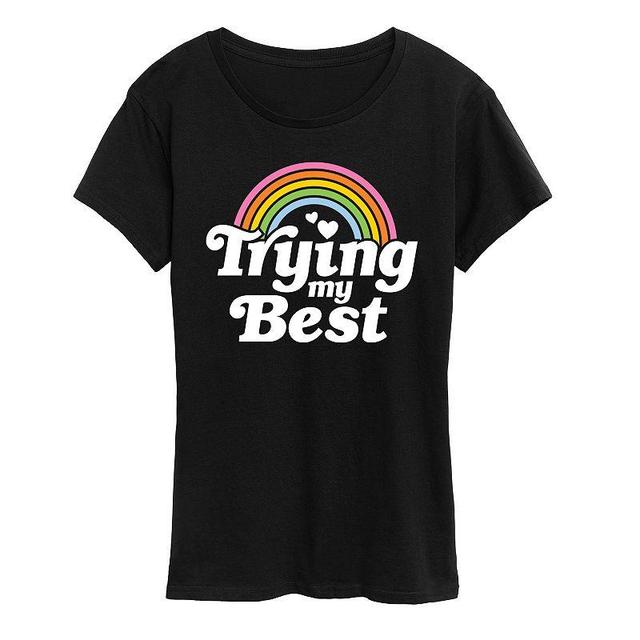 Womens Trying My Best Rainbow Graphic Tee Product Image