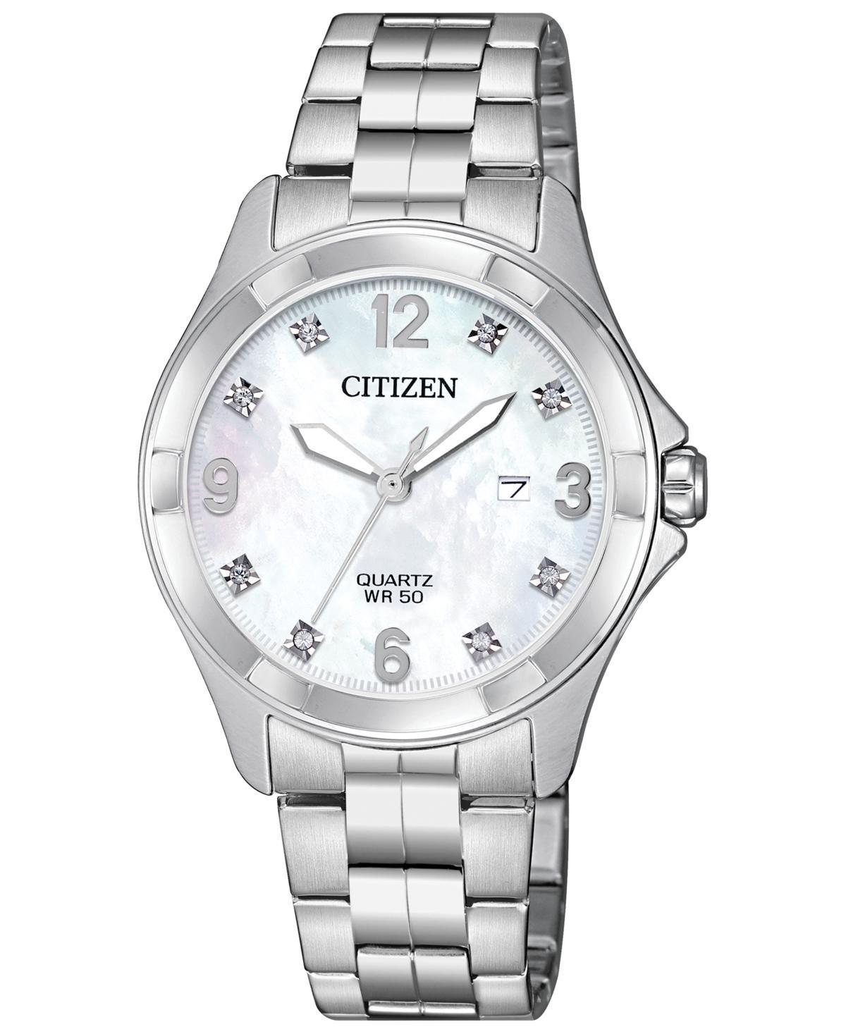 Citizen Womens Crystal Stainless Steel Watch - EU6080-58D Silver Tone Product Image