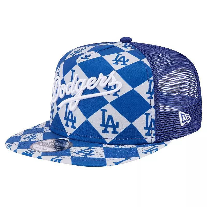 Mens New Era Royal Los Angeles Dodgers Seeing Diamonds A-Frame Trucker 9FIFTY Snapback Hat Product Image