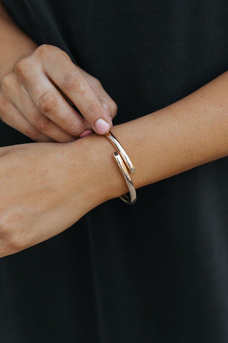 Gold Metallic Hinge Cuff Bracelet Product Image