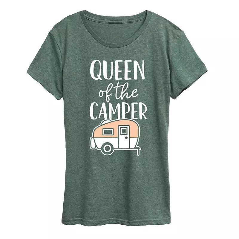 Womens Queen of the Camper Graphic Tee Grey Green Product Image