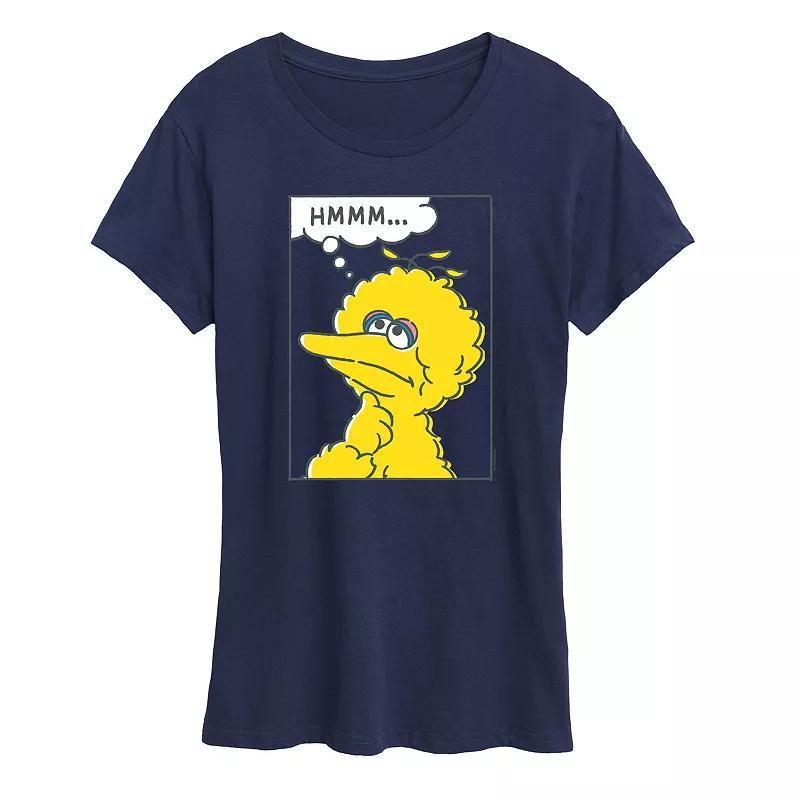 Womens Sesame Street Big Bird Hmmm Graphic Tee Blue Product Image