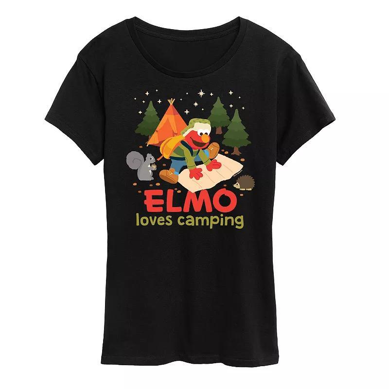 Womens Sesame Street Elmo Loves Camping Graphic Tee Product Image