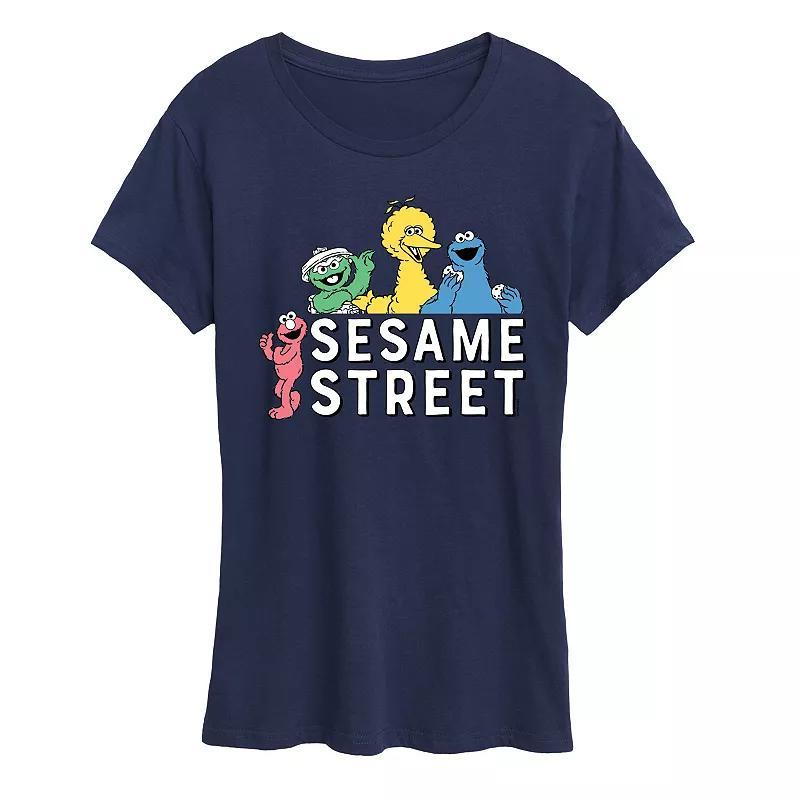 Womens Sesame Street Group Graphic Tee Blue Product Image