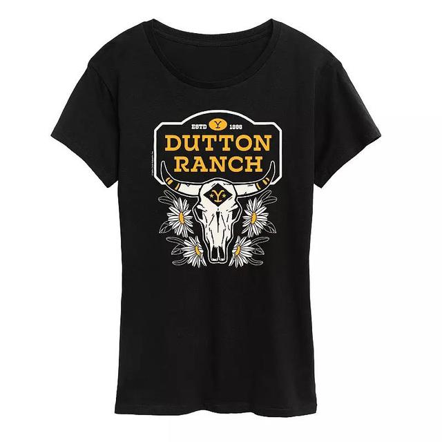 Womens Yellowstone Dutton Skull Graphic Tee Heather Grey Product Image