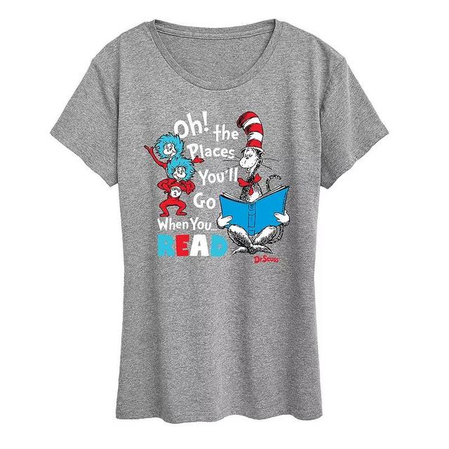 Womens Dr. Seuss When You Read Graphic Tee, Girls Grey Royal Blue Product Image