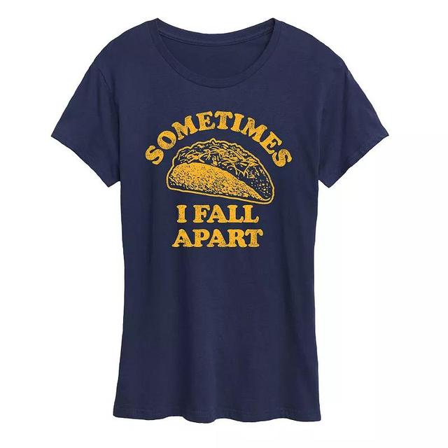 Womens Sometimes I Fall Apart Taco Graphic Tee Blue Product Image