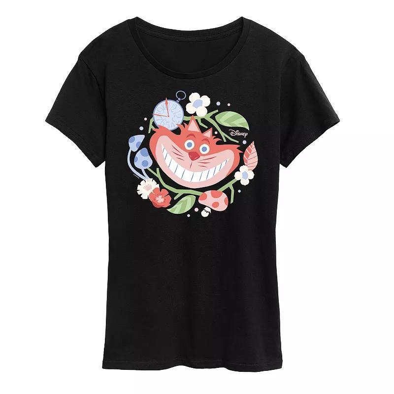 Disneys Alice in Wonderland Cheshire Cat Womens Circle Graphic Tee Product Image