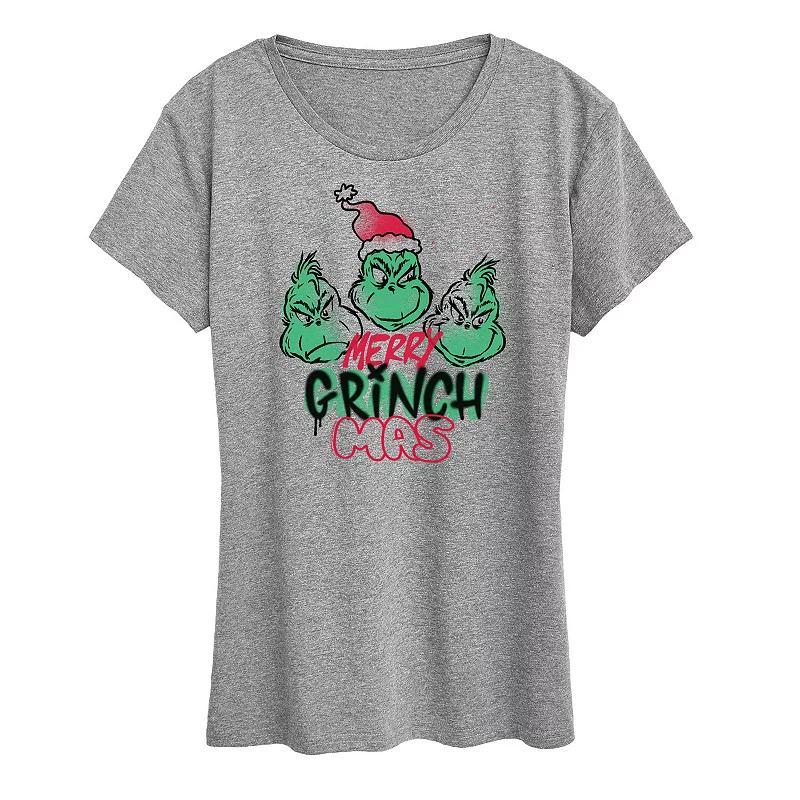 Womens Dr. Seuss The Grinch Merry Grinchmas Graphic Tee, Girls Grey Gray Product Image