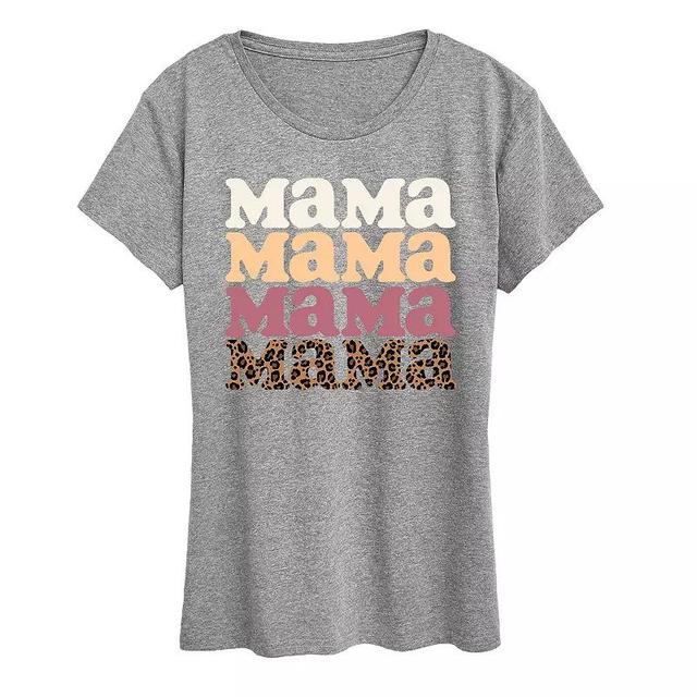 Womens MAMA Leopard Graphic Tee, Girls Grey Gray Product Image