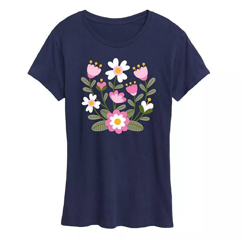 Womens Scandinavian Flower Cluster Flowy Tee Blue Product Image