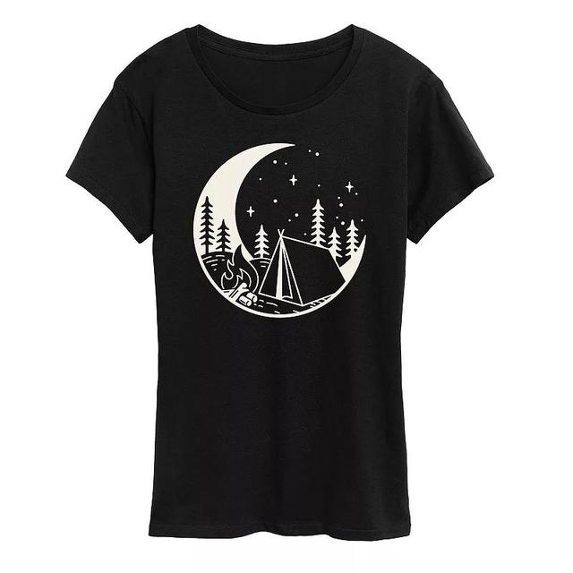 Womens Moon Camping Scene Graphic Tee Product Image