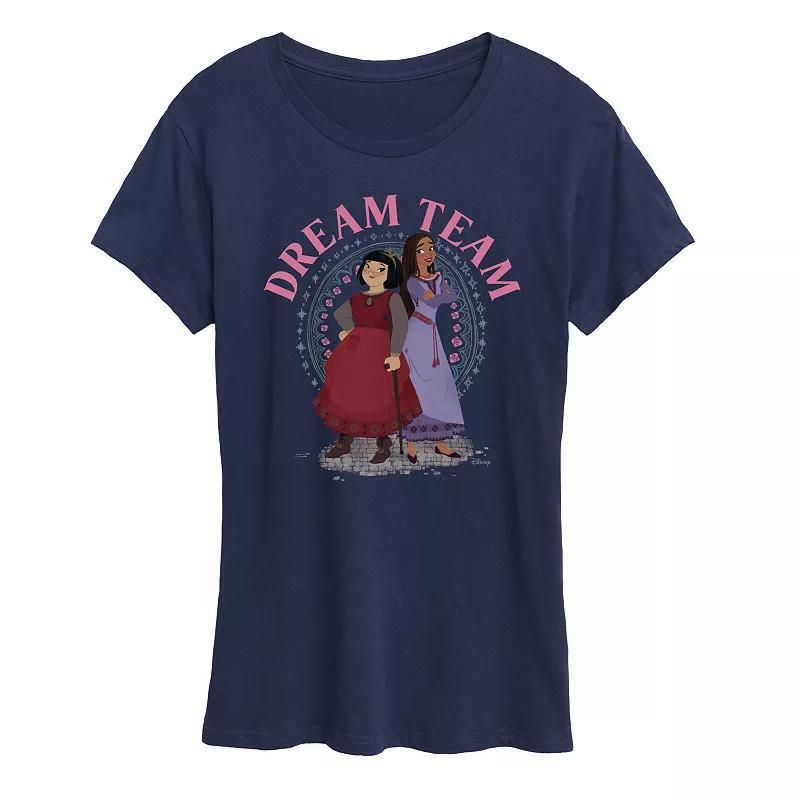 Disneys Wish Asha and Dahlia Womens Dream Team Graphic Tee, Girls Blue Product Image