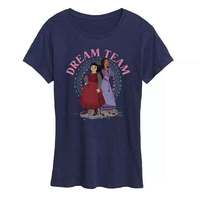 Disneys Wish Asha and Dahlia Womens Dream Team Graphic Tee, Girls Blue Product Image