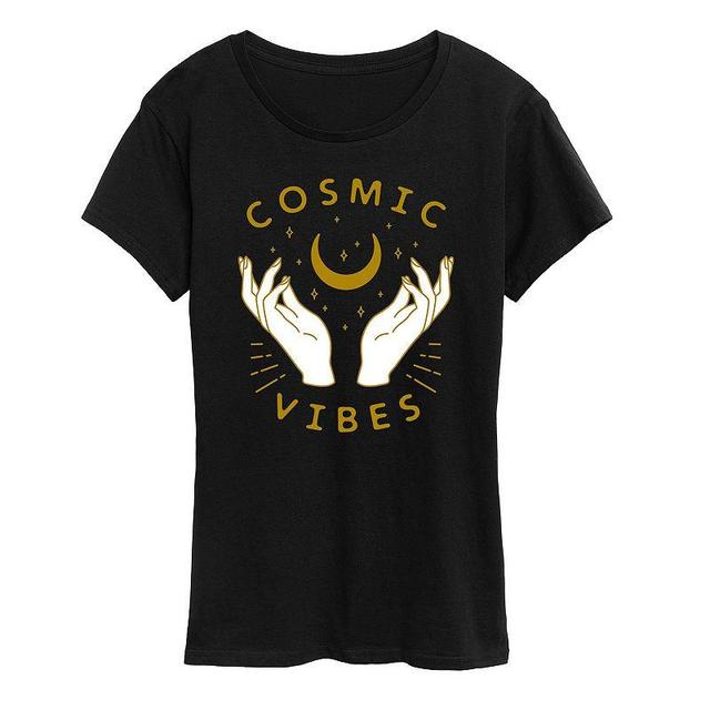 Womens Cosmic Vibes Graphic Tee Black Product Image