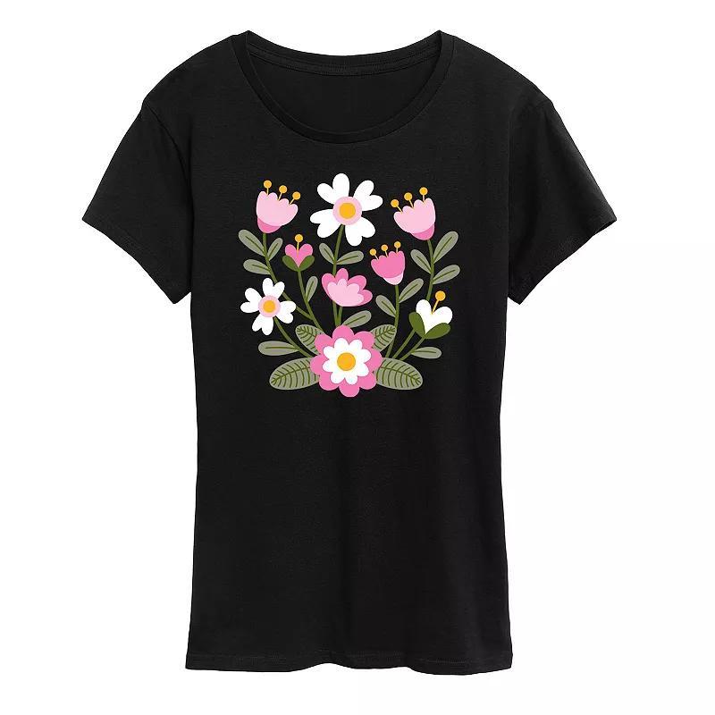 Womens Scandinavian Flower Cluster Flowy Tee Blue Product Image