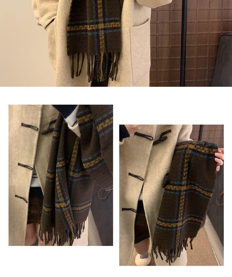 Plaid Fringed Shawl Product Image