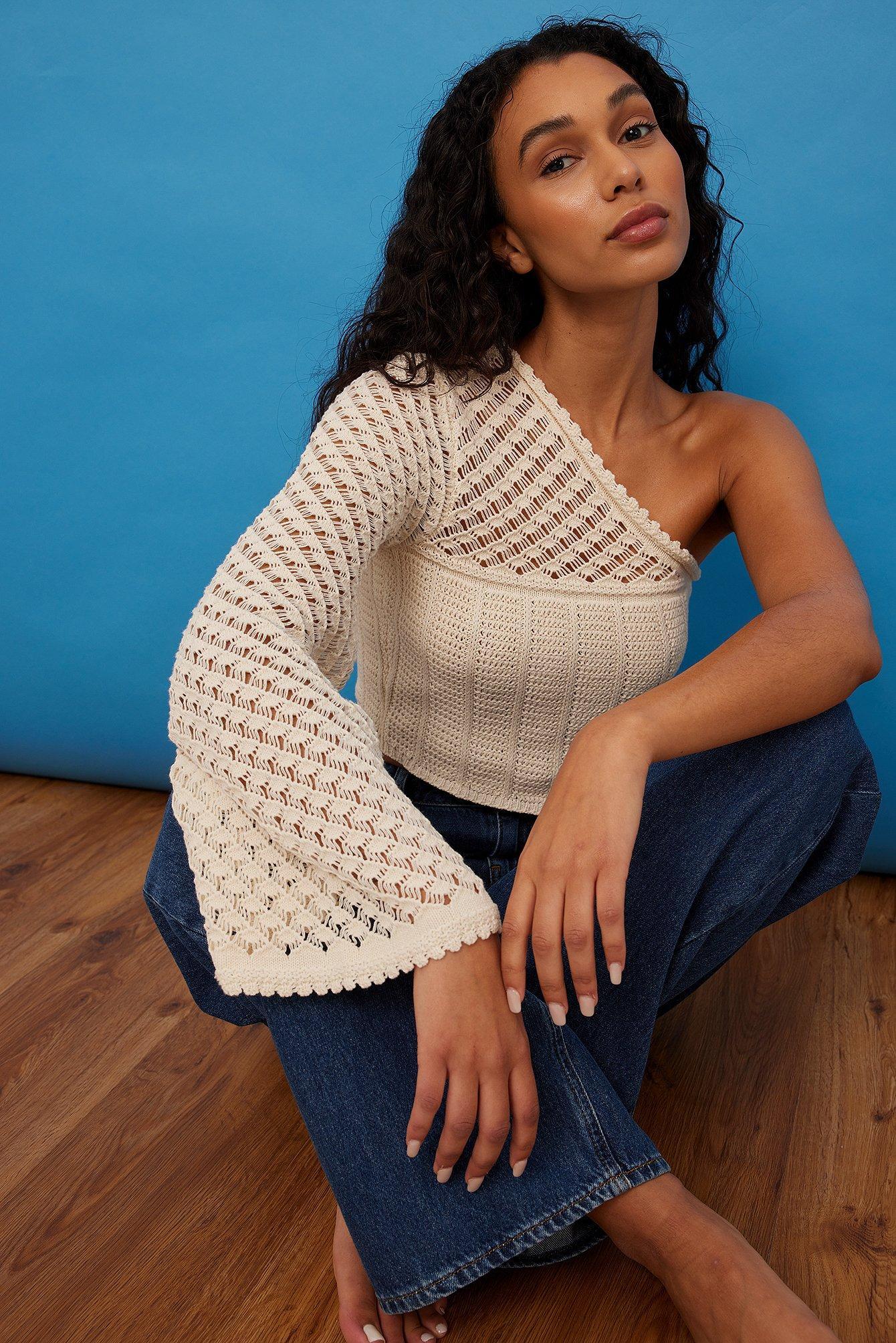 Pattern Knitted One Shoulder Top Product Image