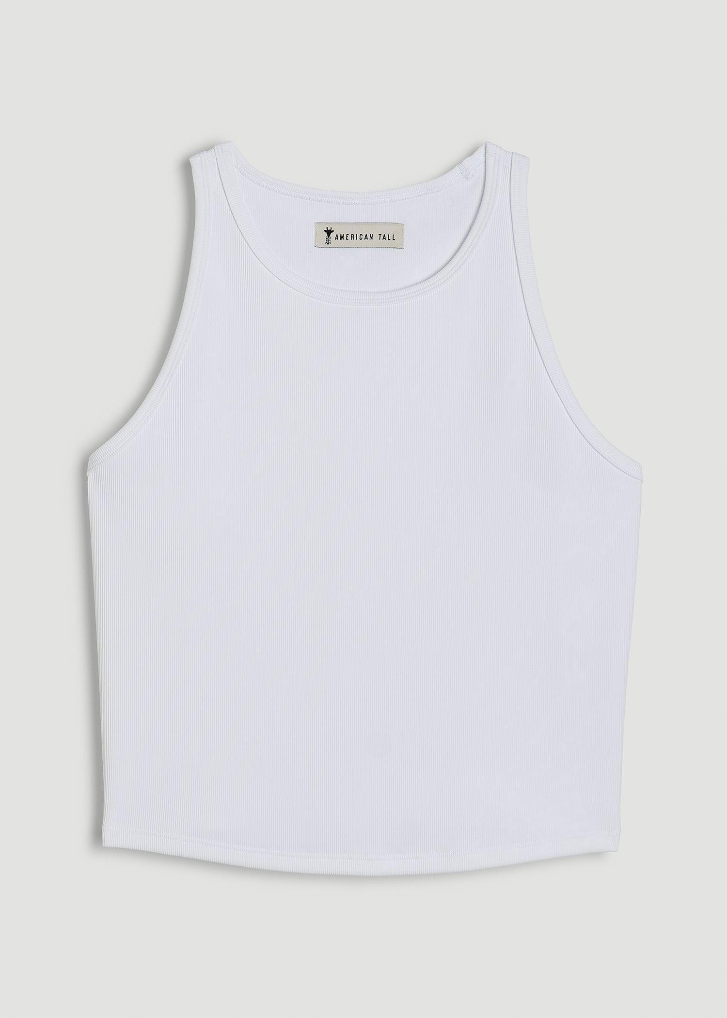 Cropped Ribbed Tank Top for Tall Women in White Female Product Image