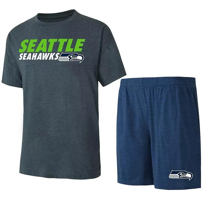 Mens Concepts Sport /Charcoal Seattle Seahawks Meter T-Shirt & Shorts Sleep Set Blue Product Image