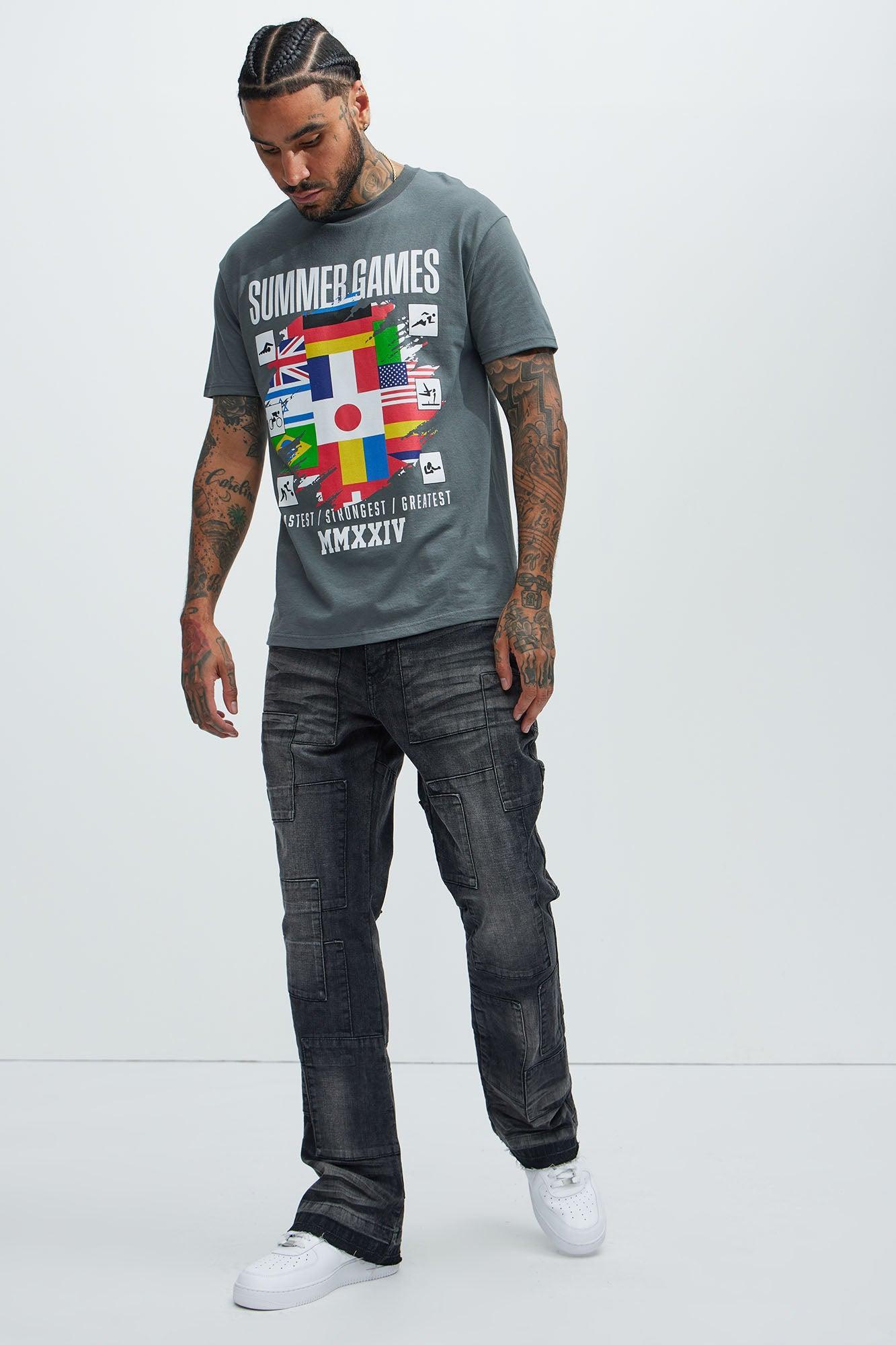 Mosley Stacked Slim Flare Jeans - Black Wash Product Image