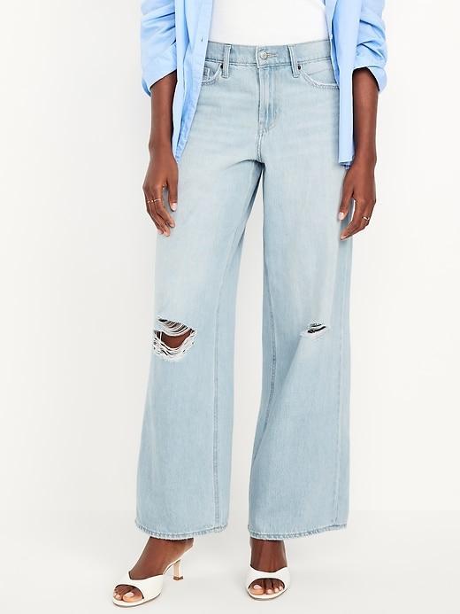 Mid-Rise Baggy Wide-Leg Jeans Product Image