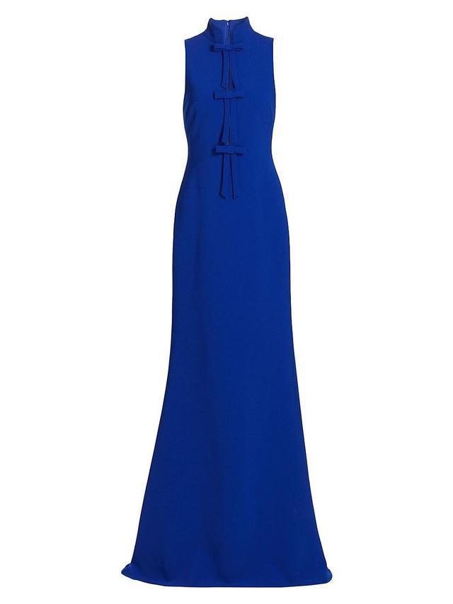 Womens Crepe Bow Sleeveless Gown Product Image